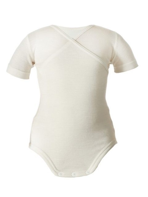 Silk wool baby body short sleeves